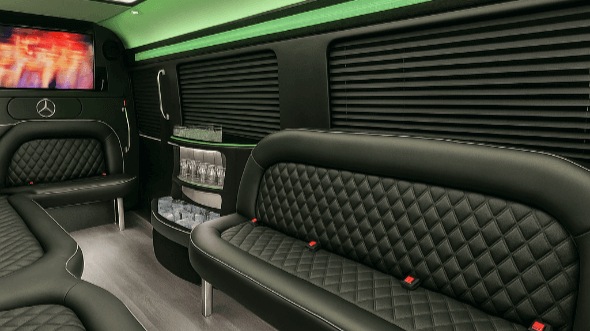 Interior of Hendersonville Party Bus Company's 14 Passenger Sprinter Limousine in Hendersonville