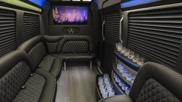 Interior of Jackson Party Bus Company's 14 Passenger Sprinter Limousine in Jackson