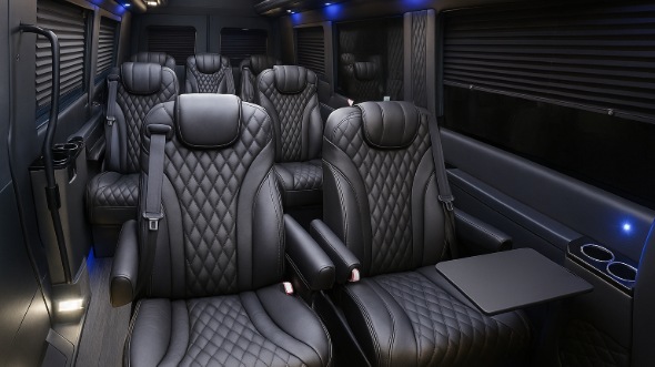 Interior of Tennessee Party Bus Company's 15 Passenger Minibus in Tennessee