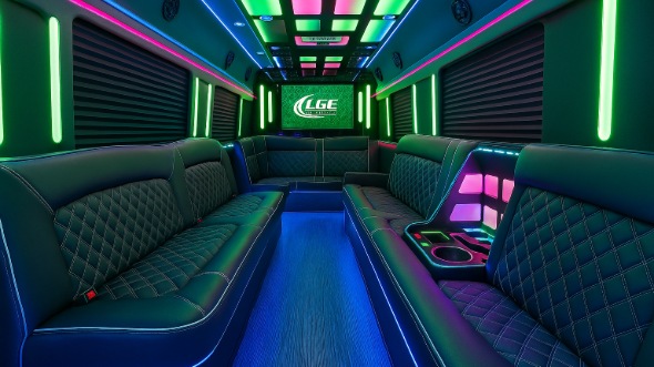 Interior of Collierville Party Bus Company's 25 Passenger Party Bus in Collierville