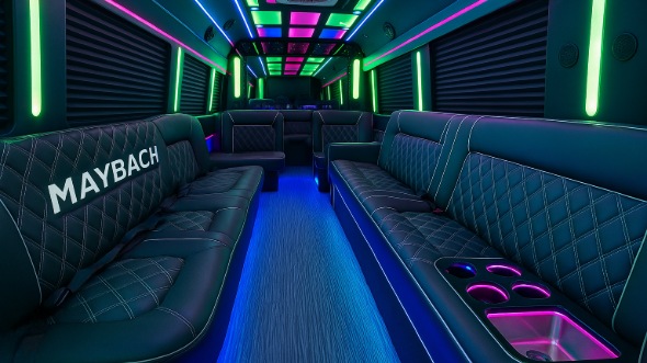 Interior of Murfreesboro Party Bus Company's 28 Passenger Party Bus in Murfreesboro