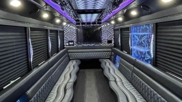 Interior of Nashville Party Bus Company's 40 Passenger Party Bus in Nashville