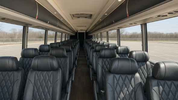 Interior of Tennessee Party Bus Company's 44 Passenger Charter Bus in Tennessee