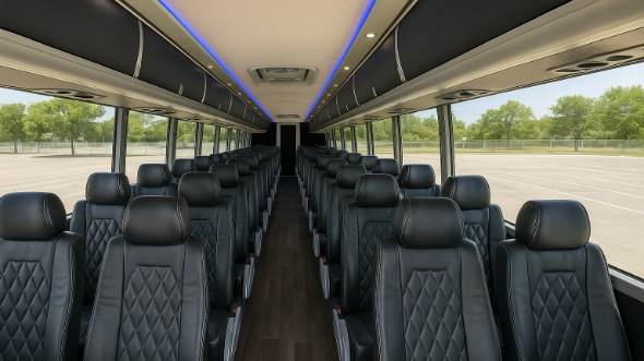 Interior of Tennessee Party Bus Company's 45 Passenger Charter Bus in Tennessee