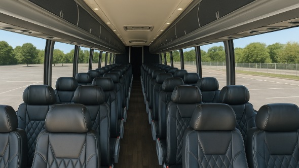Interior of Tennessee Party Bus Company's 48 Passenger Charter Bus in Tennessee