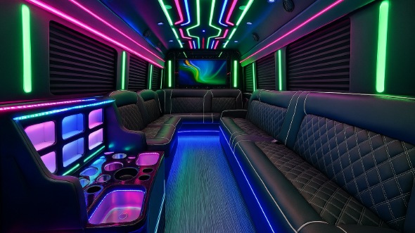 Interior of Johnson City Party Bus Company's 50 Passenger Party Bus in Johnson City