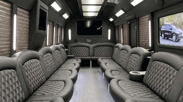 Interior of Shelbyville Party Bus Company's 50 Passenger Party Bus in Shelbyville
