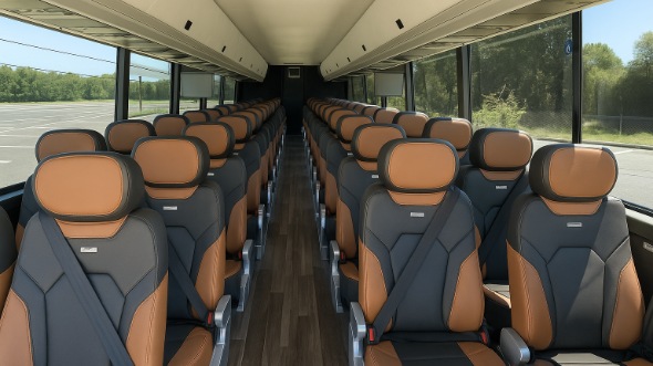 Interior of Tennessee Party Bus Company's 55 Passenger Charter Bus in Tennessee